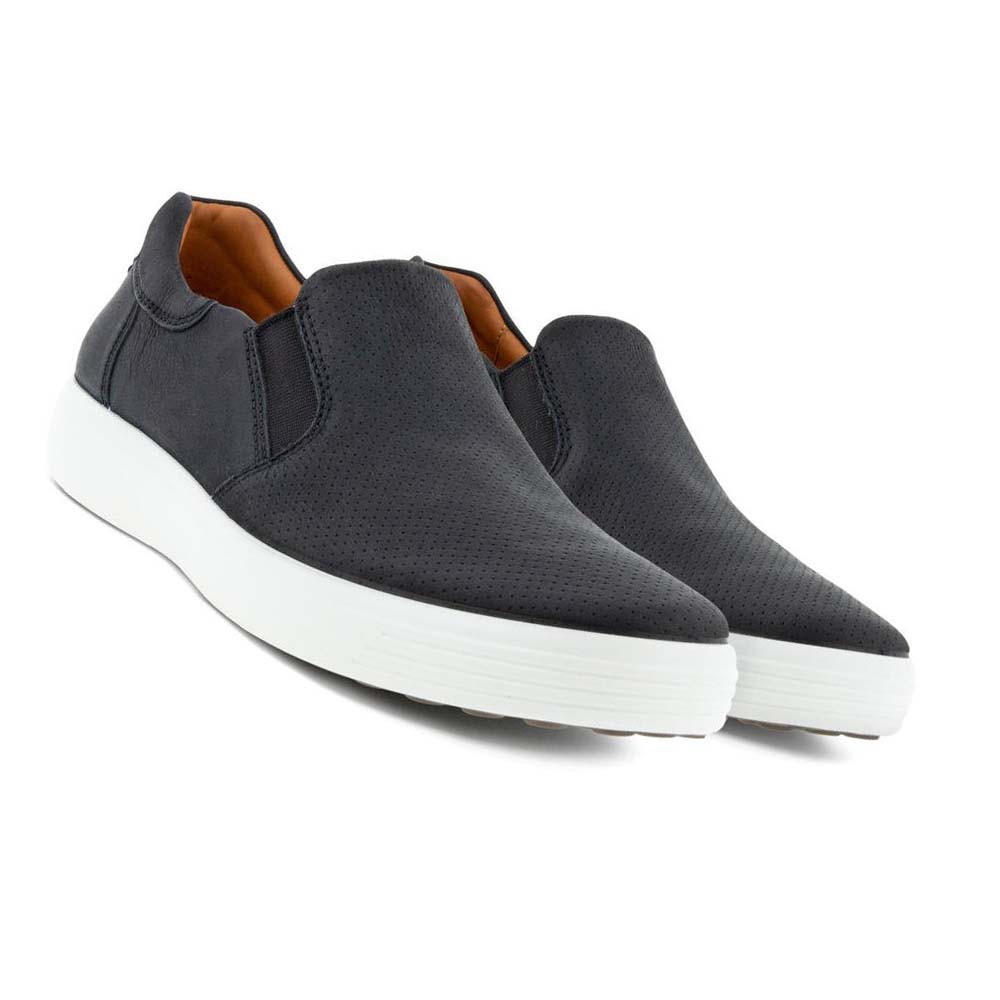 Férfi Ecco Soft 7 Slip-on Alkalmi Cipő Fekete Szürke | HU 482NWY